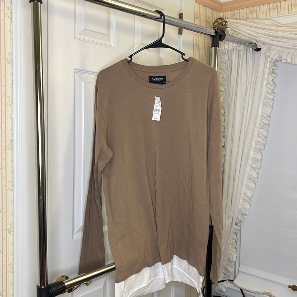 Tan& white pac sun long sleeve shirt